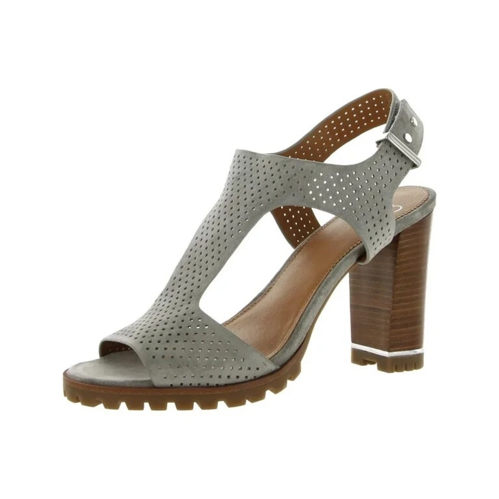 Franco Sarto Gray Perforated Heeled Sandals